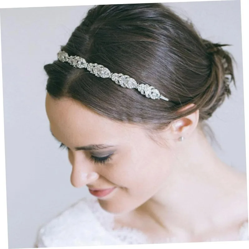 Sparkling Rhinestone Leaf Headband, Bridal Crystal Hair Accessory for Wedding Ceremony