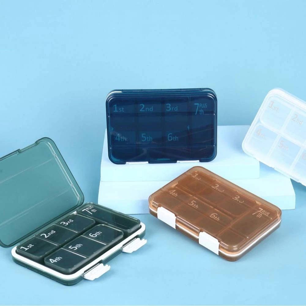 Portable Weekly Pill Storage Box Moisture-proof Tablet Splitters Pill Dispenser Waterproof Large Capacity Vitamin Container