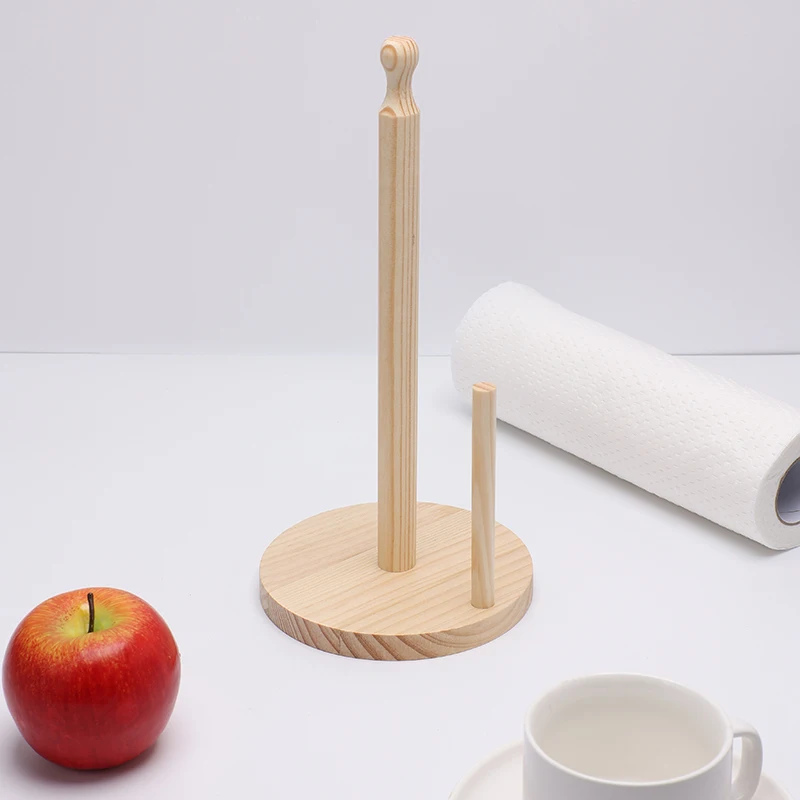 1pc Wooden Standing Paper Towel Holder - Kitchen & Restaurant Roll Dispenser