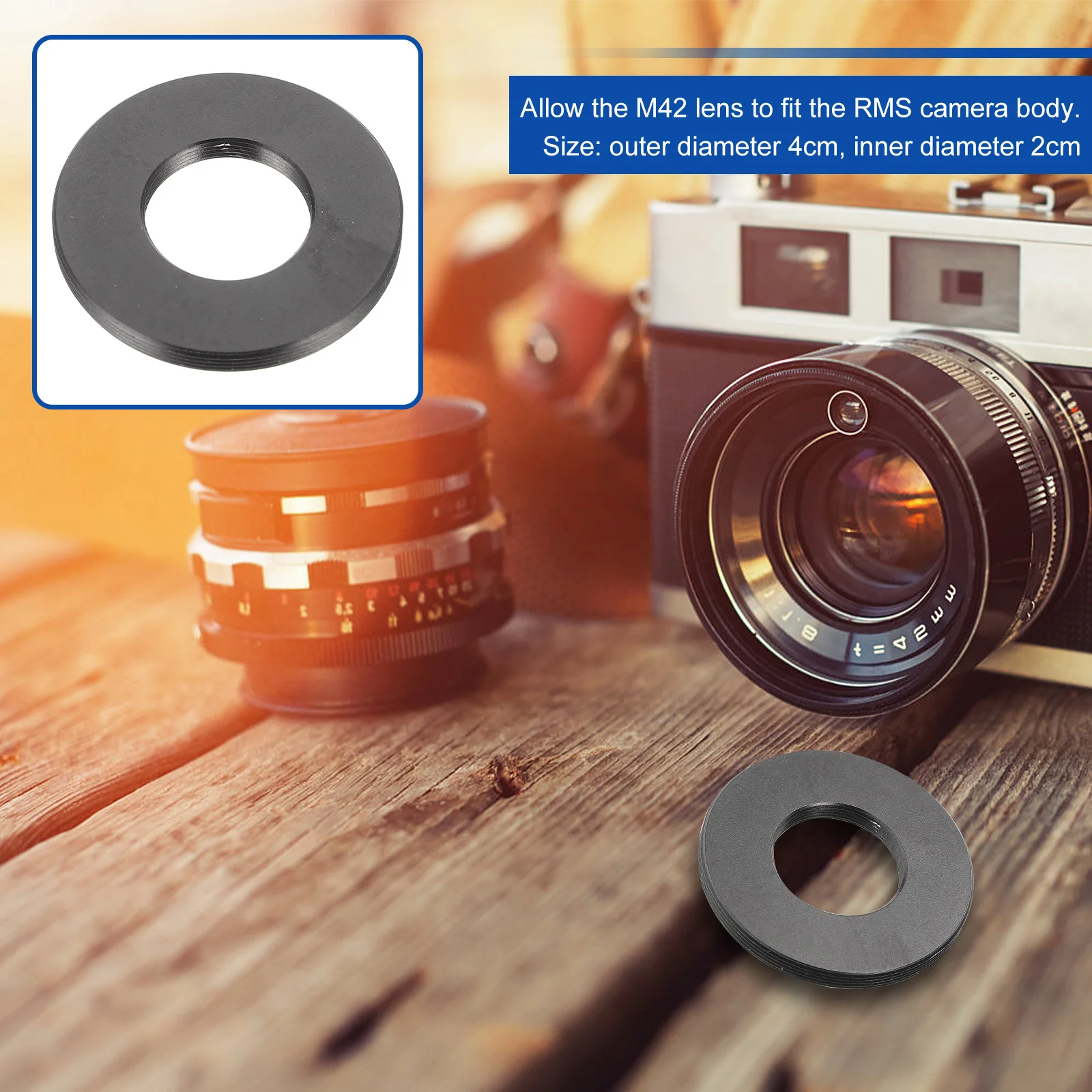 

M42 to Microscope Adapter Ring Anodized Aluminum Construction Easy Installation for Objective Lens Back Focus Less Than