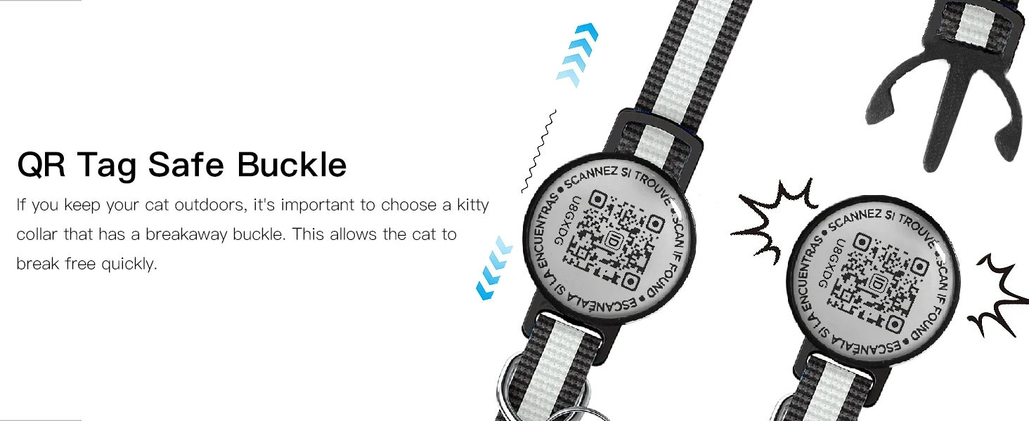 QR Code Pet Tag Cat Collar with QR Code ID Tag, Puppy Cat Accessories Reflective Kitten Collars, Cat Tag, Safety Quick Release