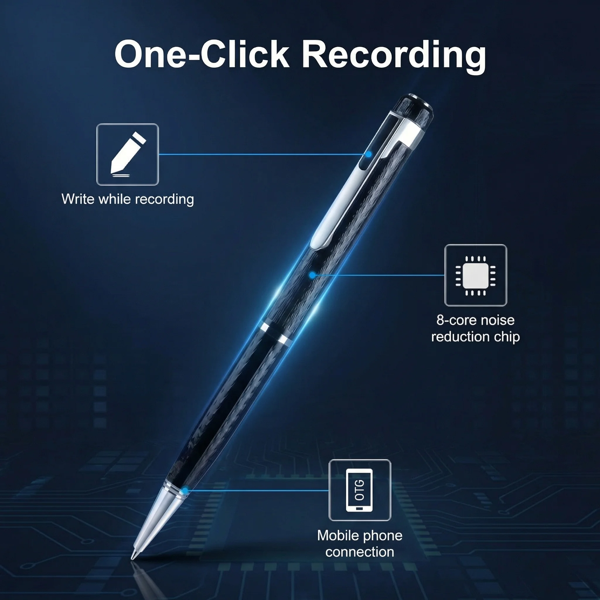 Digital Voice Recorder Pen Portable USB MP3 Playback Mini Voice Recording for Lectures Meetings Classes 8G 16G 32G