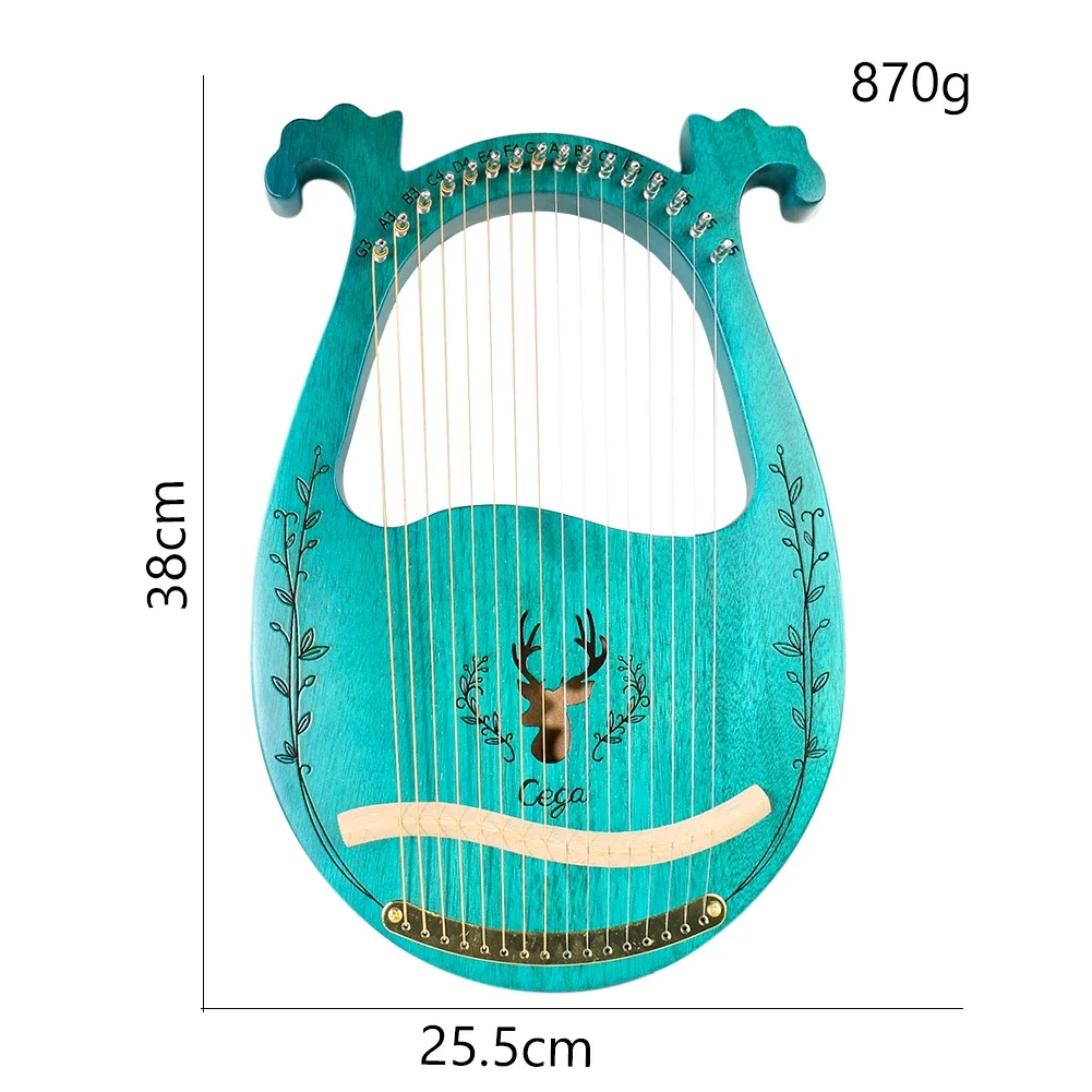 Wooden Mahogany Harp for Beginners 16 Strings Easy Learn Hand-Played Instrument with Spare Strings Music Gift Therapy Relaxation - Image 6