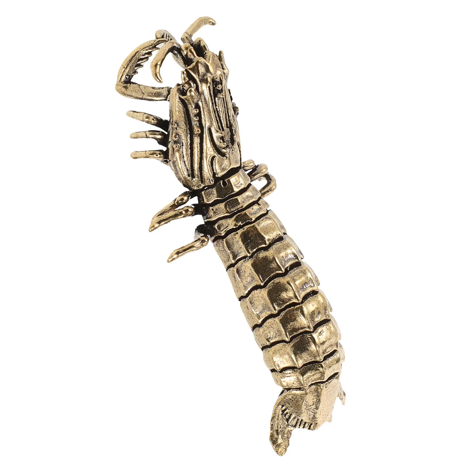 Brass Mantis Shrimp Desktop Decor – Vintage Handcrafted Ornament with Intricate Detailing for Shelf Home Decoration