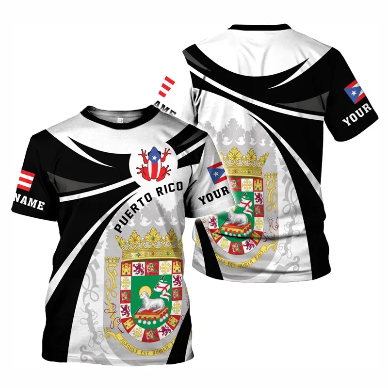 

2026 Puerto Rico Flag Graphic Family Kids Tees 3d Printed Short Sleeves Men T Shirts Summer Sports Football Men Soft T Shirts