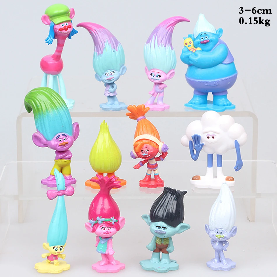 12pcs/Set Trolls Branch Critter Skitter Figures Trolls Children Trolls PVC Action Figure Toy Cartoon Character Kids Gifts