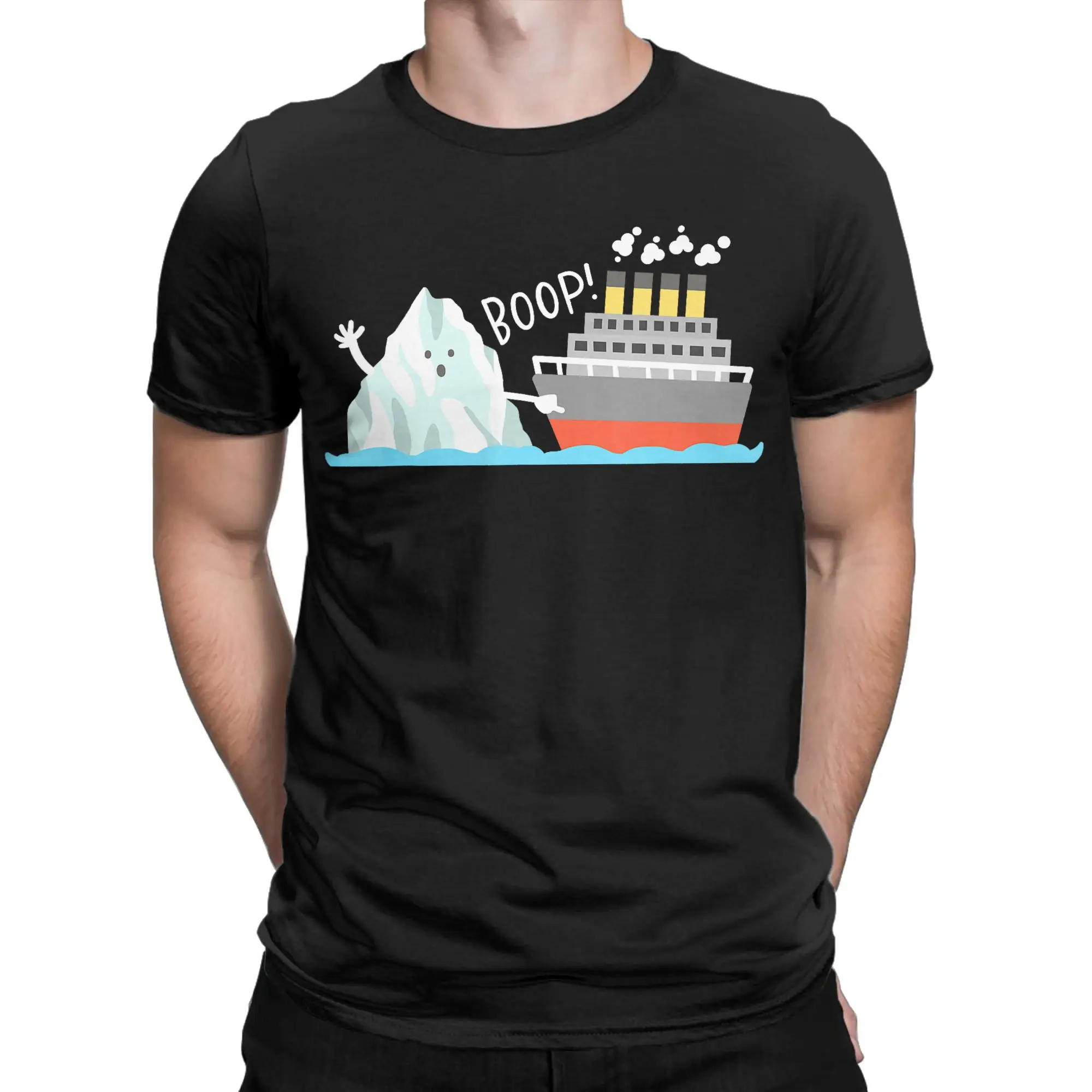 Boop Funny Titanic and Iceberg Pun Joke Meme Cotton T-Shirt For Beach Y2K Casual T Shirts Fashion Tees Oversized Casual Clothing