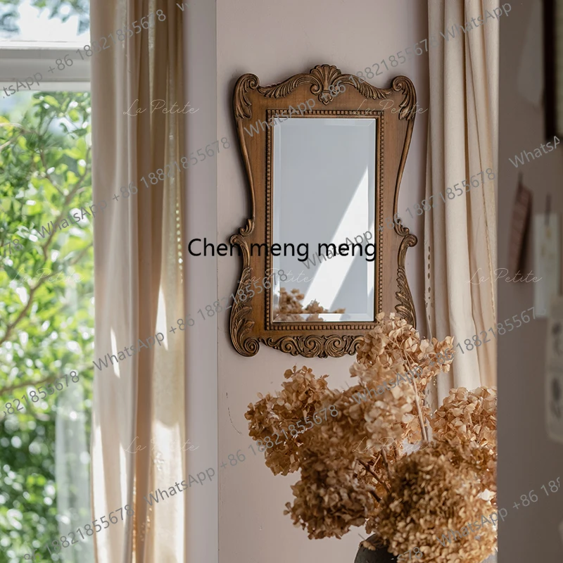 Vintage makeup mirror home living room bedroom dressing mirror vintage old wall decoration mirror shooting props