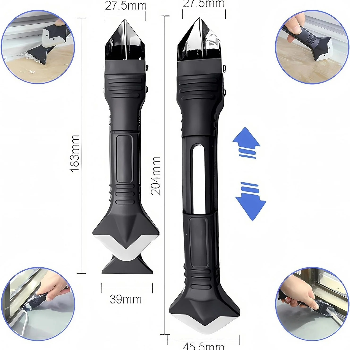 3 in 1 9pcs Silicone Remover Sealant Smooth Scraper Caulk Finisher Grout Kit Tools Floor Mould Removal Hand Tools Set