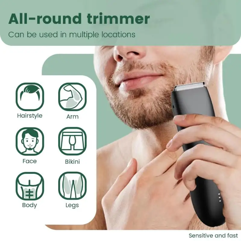 Cordless Waterproof Electric Body Hair Trimmer with Rechargeable Base Adjustable Combs for Hassle-free Home Grooming