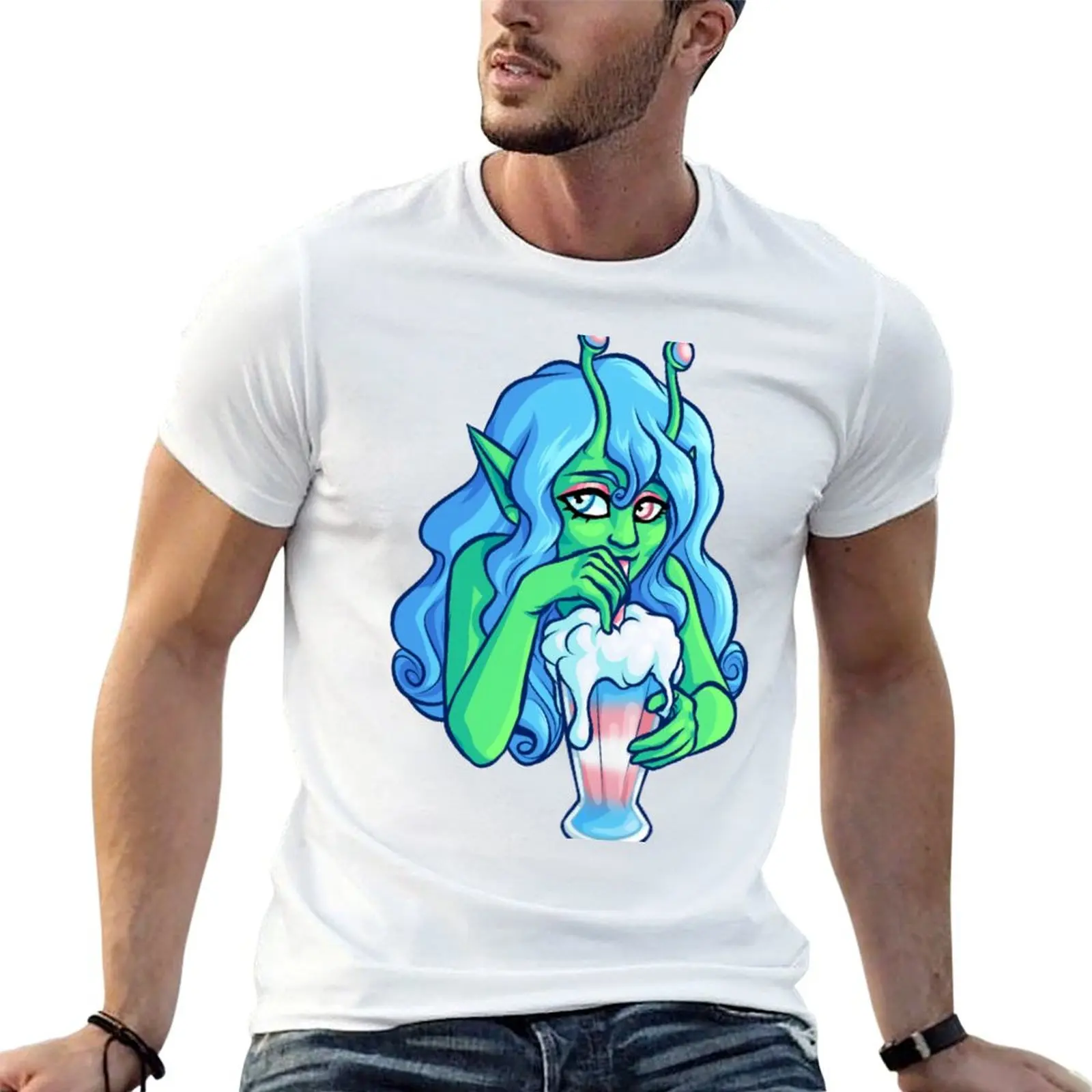 

Transgender Milkshake Alien T-Shirt men t shirt cotton 100% t shirt for man 100 percent cotton t shirt man casual T-shirt
