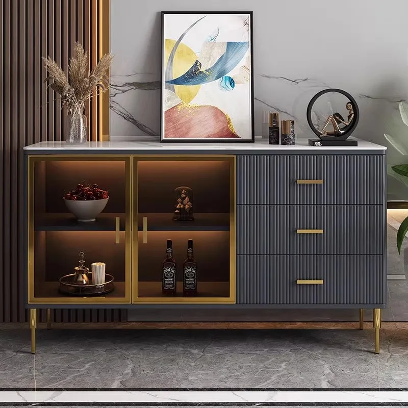Modern luxe woonkamermeubilair houten glazen dressoir, consoletafel opbergkast