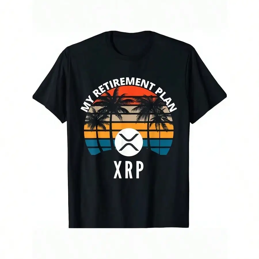 

XRP Ripple Logo Cryptocurrency Graphic T-Shirt Men'S Cotton Blend Casual Crew Neck Tee with Slight Stretch All Season Regular