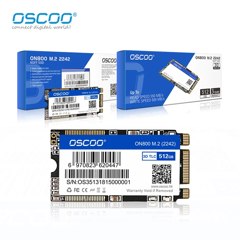 OSCOO-Disque dur M2 NGFF SSD, SATA 128 Go, 256 Go, 512 Go, HDD NGFF SSD 2242mm pour ordinateur de bureau et ordinateur portable