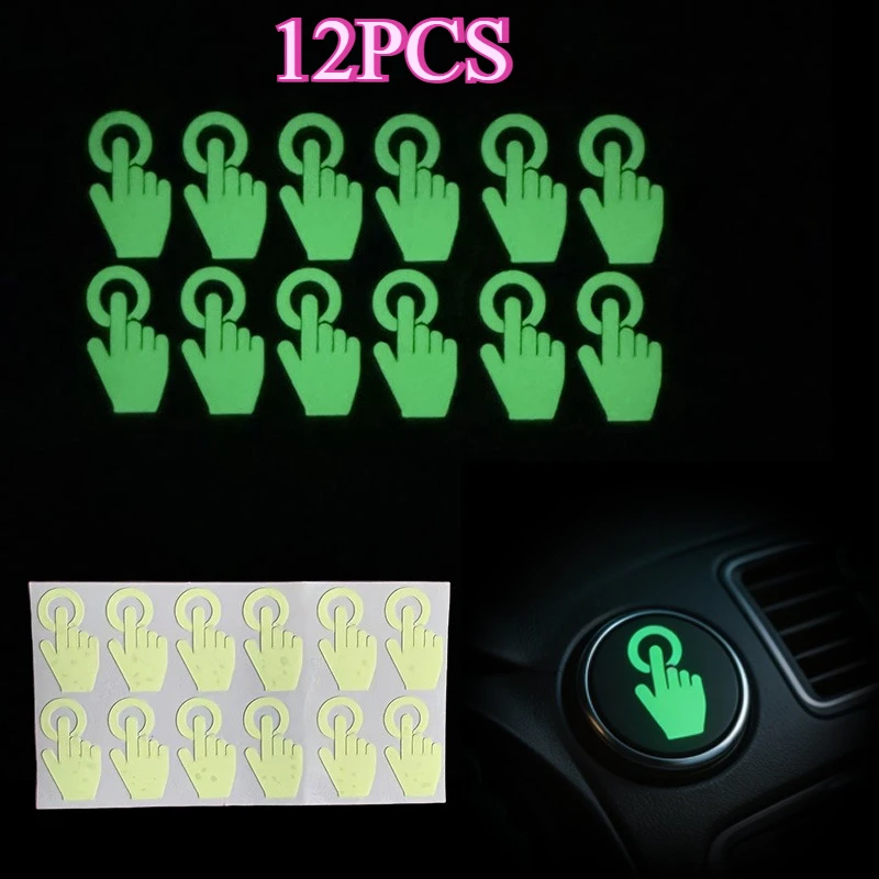 12Pcs Finger‑Shaped Luminous Stickers, 2D Self‑Adhesive Glow‑in‑Dark Decals, Switch Night Marker & Backpack Anti‑Lost Tags