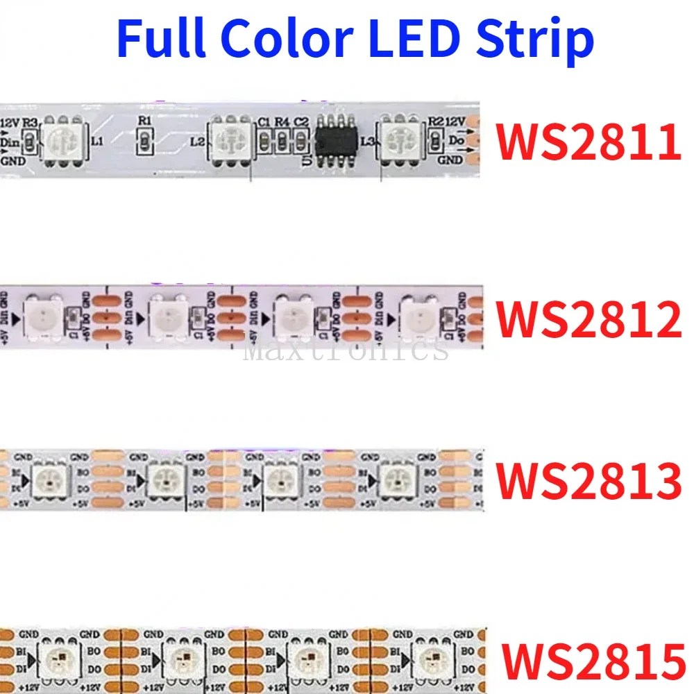 WS2811 WS2813 WS2815 WS2812B Pixel Full Color LED Strip WS2812 Individually Addressable 30/60/144 Leds/m Tape Light  DC5V DC12V