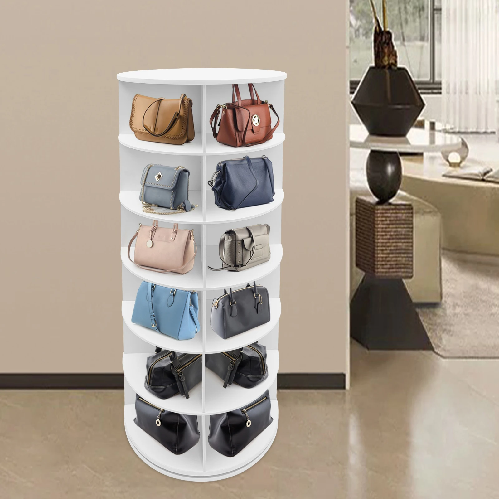 6-Tier Rotating Shoe Rack Tower Free Standing 360° Revolving Shoe Organizer for Entryway Living Room Hallway