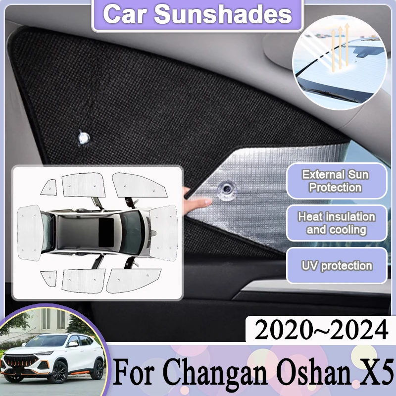 

Fit For Changan Oshan X5 2020 2021 2022~2024 Volga K30 Car Sunshades Cover Anti-UV Sunscreen Window Coverages Visor Accessories