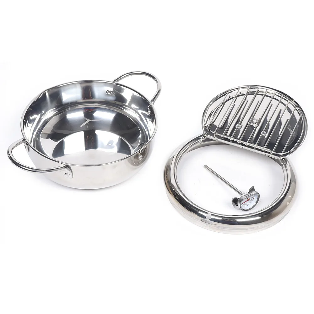 Olla japonesa para freír Tempura, sartén con Control de temperatura, acero inoxidable