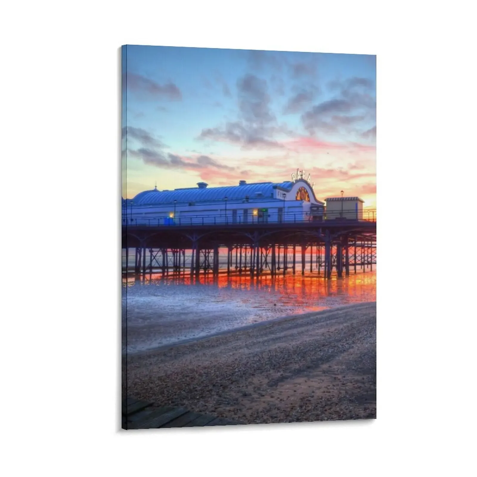 Cleethorpes Pier Dramatic Sunrise Canvas Painting office decoration bedroom decoration Decoration pictures room wall