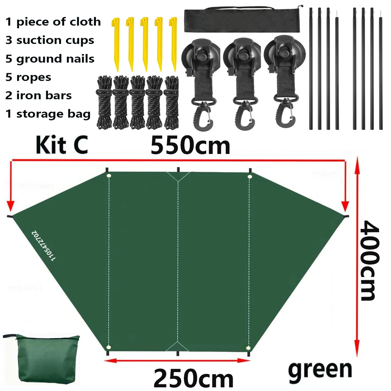 Parasol Lateral para Auto en Forma de Carpa Grande, Tela Impermeable, para Campamento al Aire Libre, Cubierta Trasera Tipo Caja para SUV