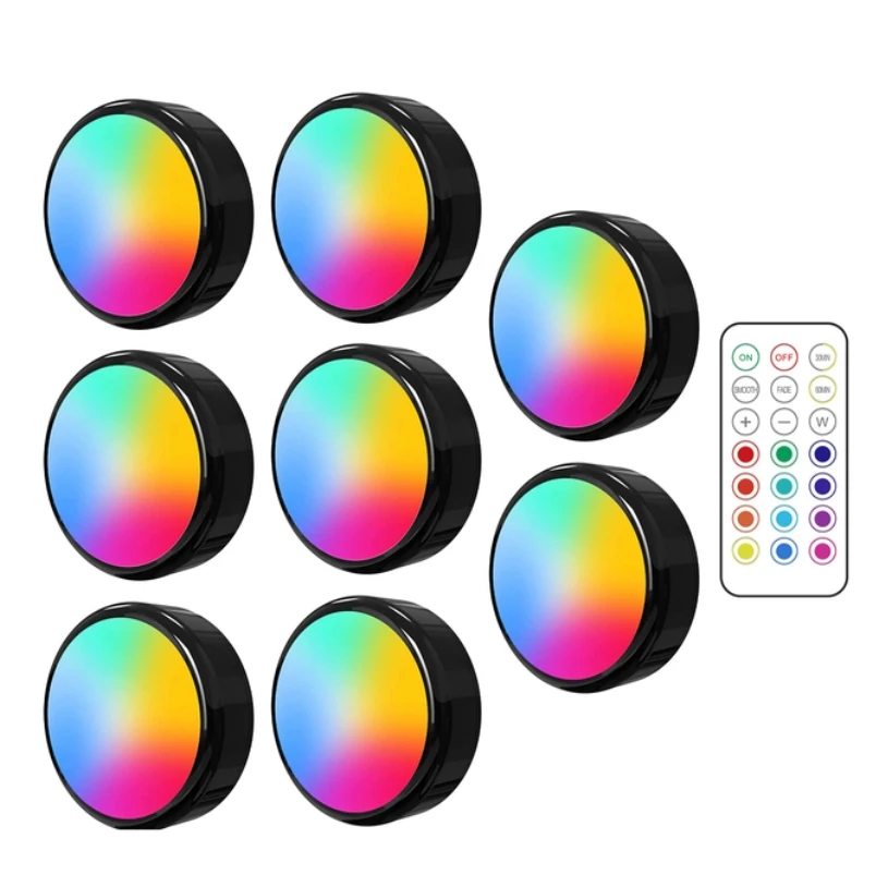 RGB Color Changing 62MM Led Under Cabinet Light Mini Bookshelf Night Lamp with Remote Battery Powered