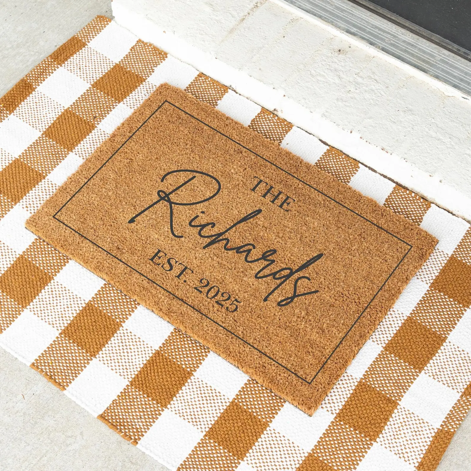 

Housewarming Gift Entry Rug Custom Family Welcome Mat Personalized Doormat With Last Name Established Date Door Decoration Mats