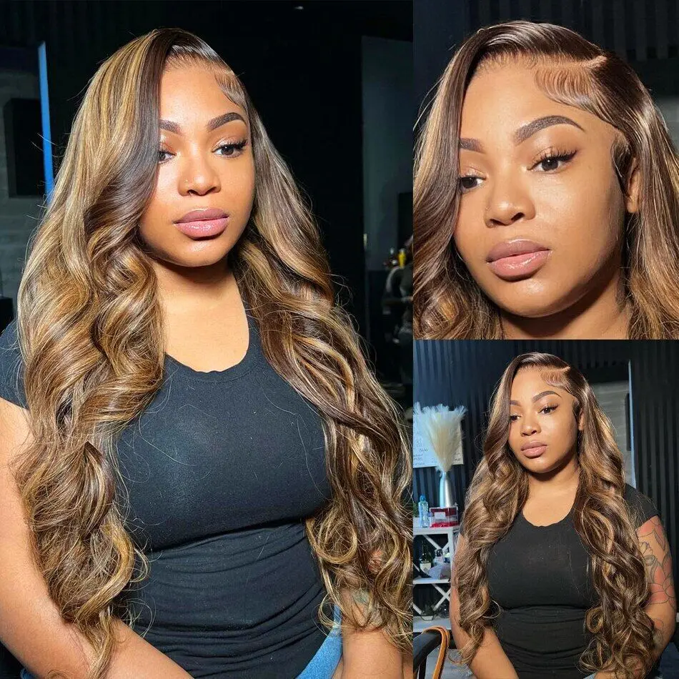 Highlight Wig 13x6 Lace Human Hair Frontal Wig Colored 360 Full Lace Wigs For Women Honey Blonde Body Wave Lace Front Wigs