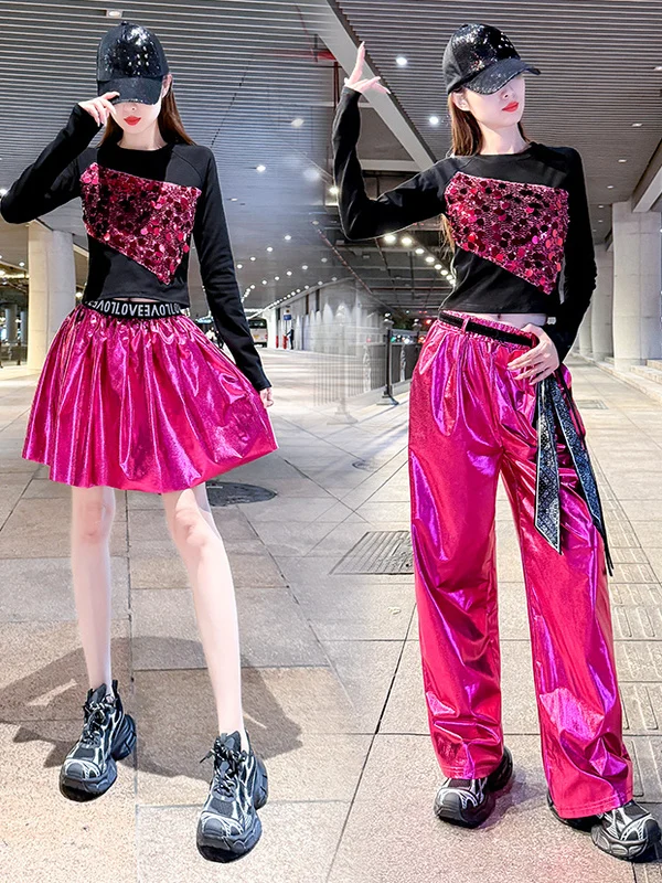 New Women's Jazz Dance Performance Outfit Hip Hop Adult Sequin Cheerleading Street Dance Modern Stage Performance Costume