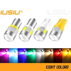 IUSIU 2PCS Lens 194 T10 BA9S Led Bulb T4W Reading Interior 5630 Door Dome Trunk License Plate Light Car Signal Lamps Parking