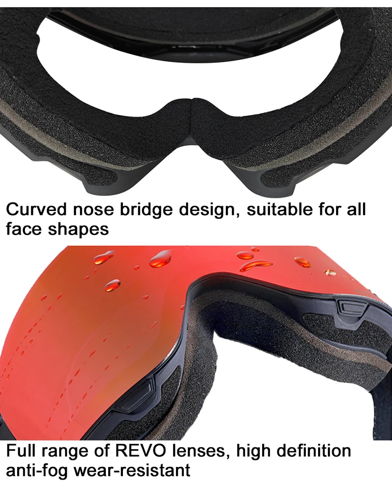 LOCLE Magnetische Skibrille Männer Frauen Doppelschichten Flip Up Snowboard Maske Skibrillen Antibeschlag OTG Motorrad Schneemobil Brille – Detail 12