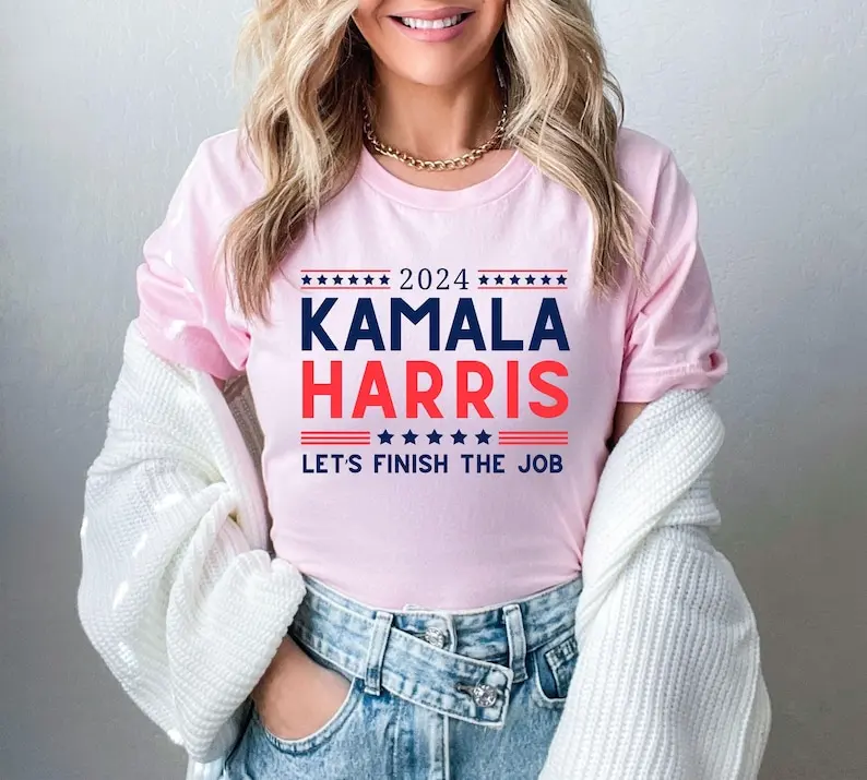 

2024 Kamala Harris Let's Finish The Job Shirt President Kamala Harris Madam President Rally Shirts Graphic T Shirts Cotton Tees