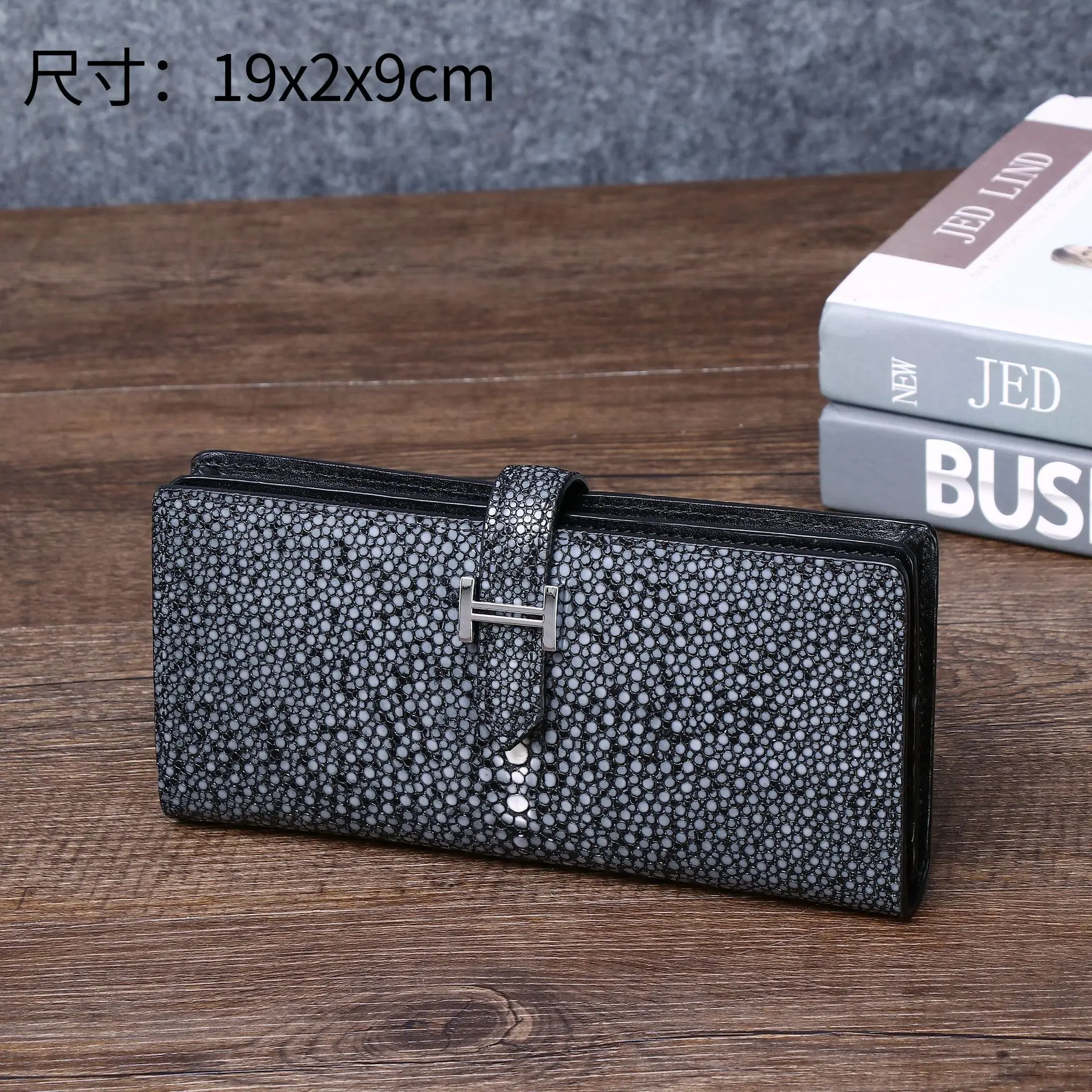 Men's New Glossy Stingray Embossed Leather Wallet | Luxury Suit Clutch Bag | Multi-Function Multi-Card Slot Phone Handbag Trendy