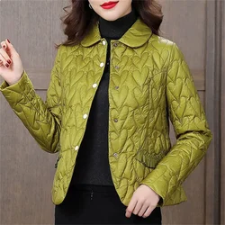 2024 Autumn Winter Parkas Women Jacket Fashion Korean Middle-Aged Mother Long Sleeved Thin Down Cotton Coat Female Warm Outwear