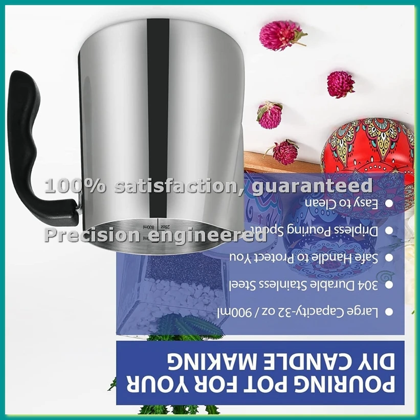 32oz Stainless Steel Wax Melting Pot with Pouring Spout and Heat- Handle for Candle Making-A46I