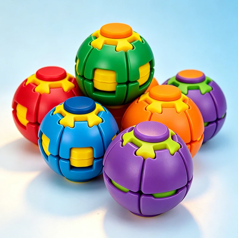 2026 New 1pcs 3D Printed Fidget Ball Press-to-Spin & One Click Deform Smooth Rotating Stress Relief Sensory Toy