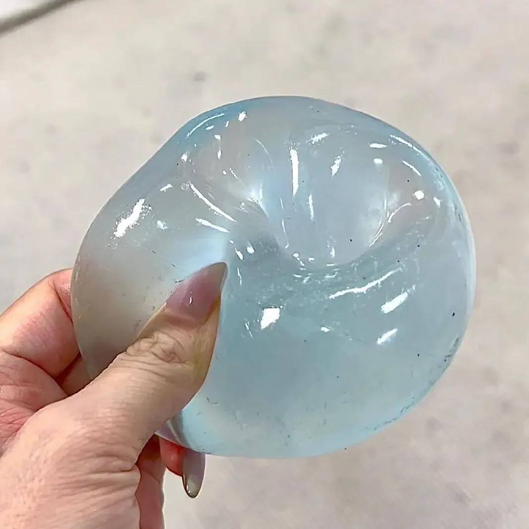 Neuer formbarer, langsam zurückfedernder, blauer, handgefertigter Quetschball aus Kokosnussöl, 6 cm rund, Malz-Stressabbau-Quetschspielzeug – Detail 8