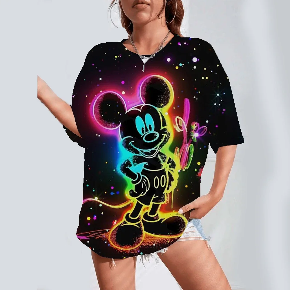 

Disney Mickey Mouse Cartoon T-shirt Tops For Women Lady Short Sleeve Summer Female T Shirts O-neck Clothes Woman Sweet Hot Tees