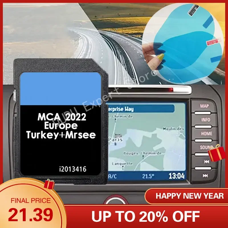 

New Latest Genuine for Ford MCA 7" Map Sat Nav SD Card Mondeo Galaxy Focus with Anti Fog Reaview Stickers