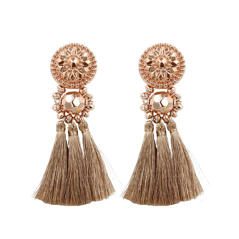 Bohemia Tassel Earrings for Women Green Multi-color Beads Fringe Earring Summer Earing Boucle D\'oreille Pendante New