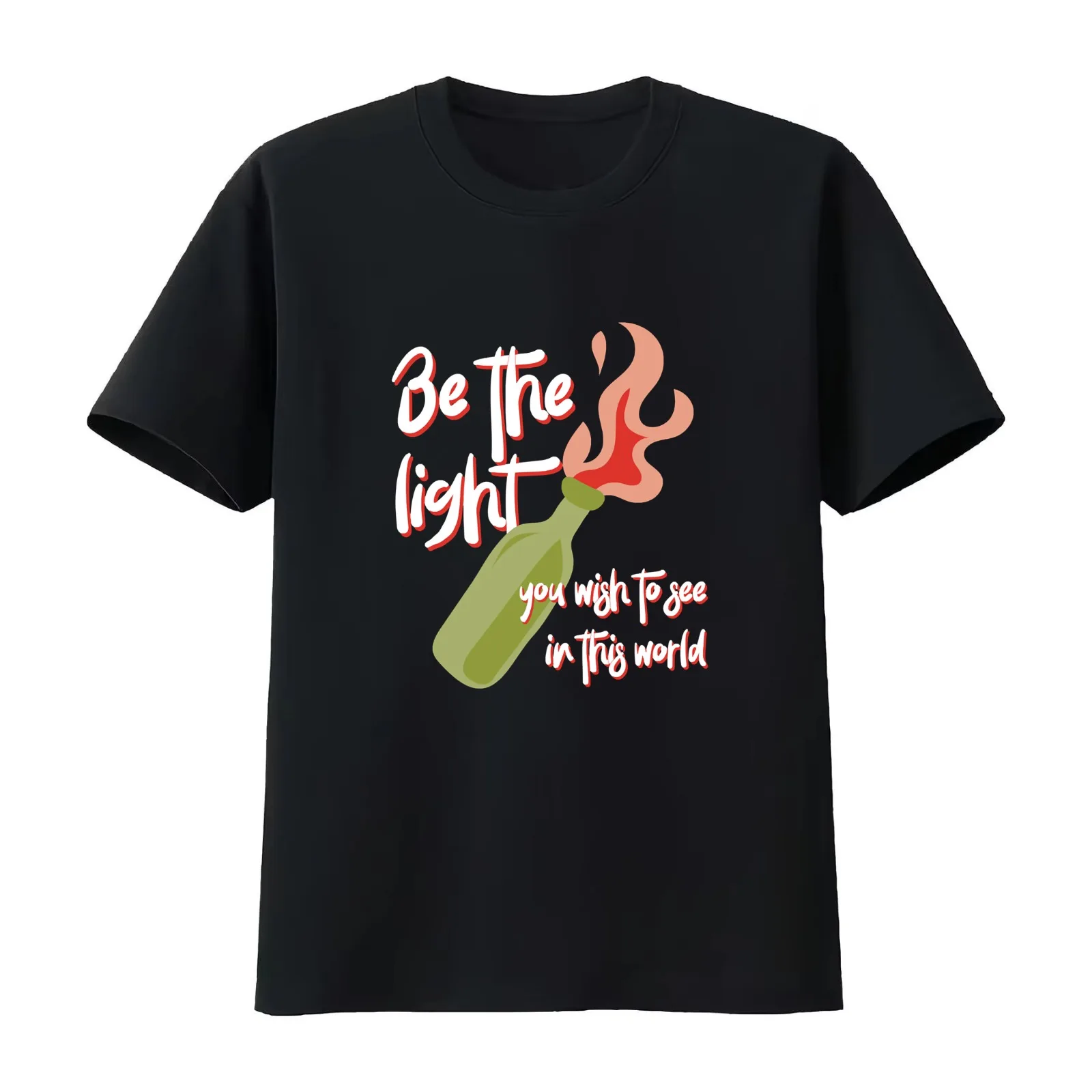Be the Light You Wish to See in This World molotov cocktail activist T-Shirt Summer Casual Cotton Tee Vintage Graphic Print