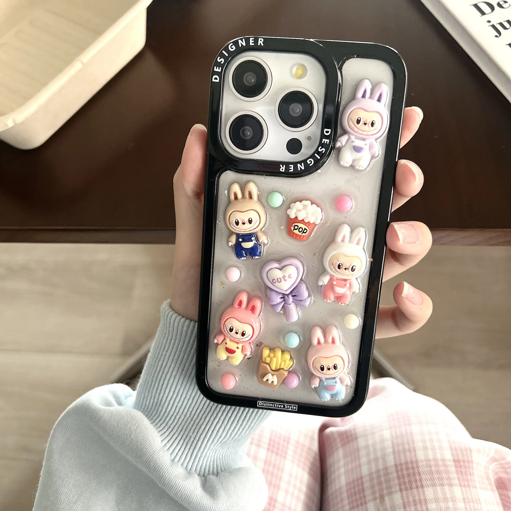 New Trendy  Resin drip glueCartoon Phone Case For iPhone 15 14 13 12 11 Pro Max Plus 15plus 14plus Fashion Cartoon  Cover