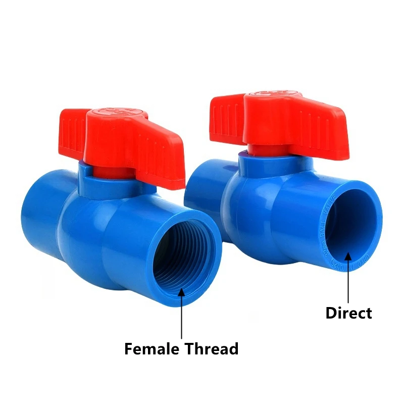 1PC I.D 20~63mm Blue PVC Pipe Socket Ball Valve Female Thread Water Supply Fittings Garden Irrigation Adapter Fish Tank Joint