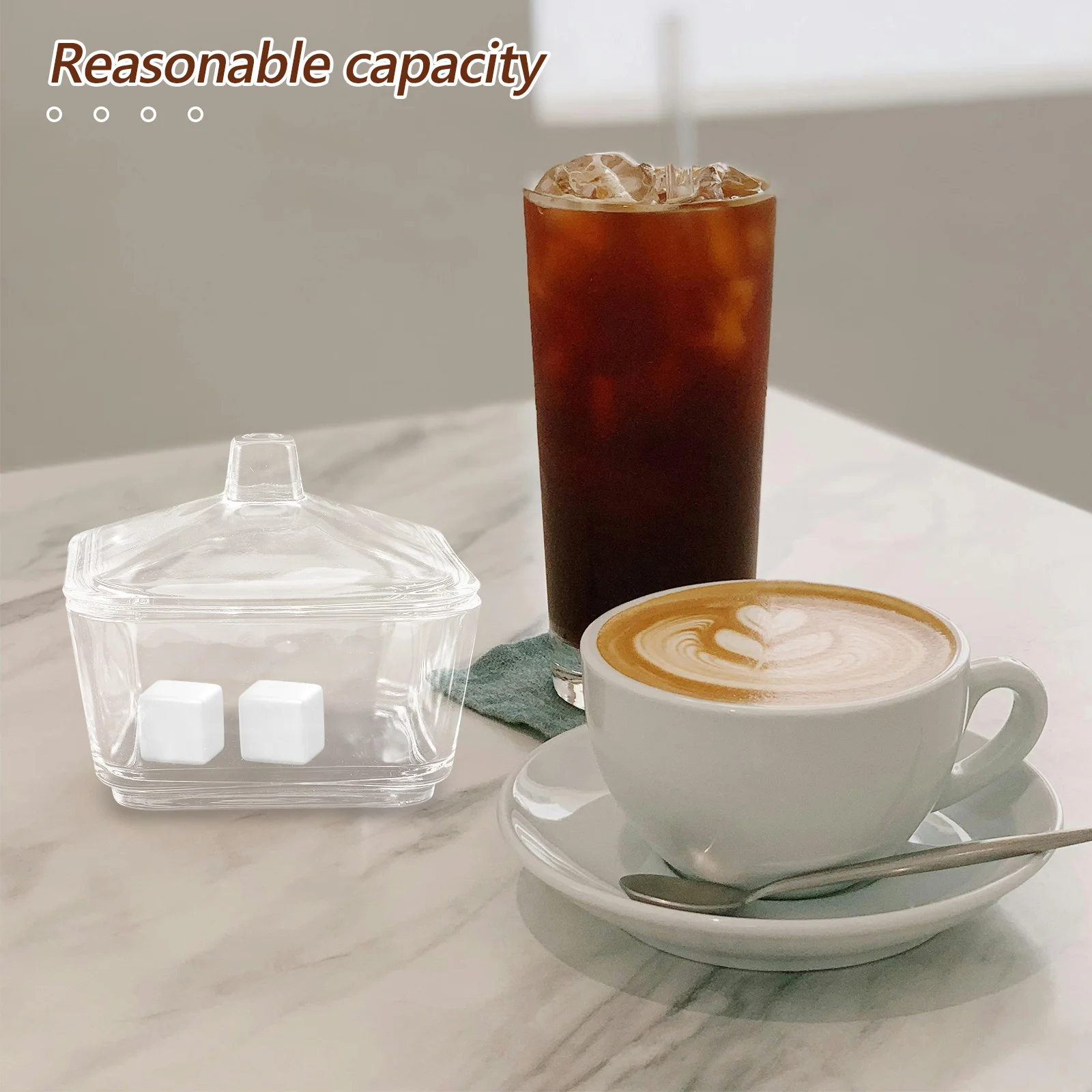 Tarro de cubo de azúcar y café, tapa de cristal, bote decorativo elegante para cocina, para el hogar, oficina, cafetería, almacenamiento, protector de frescura, 1 Uds.