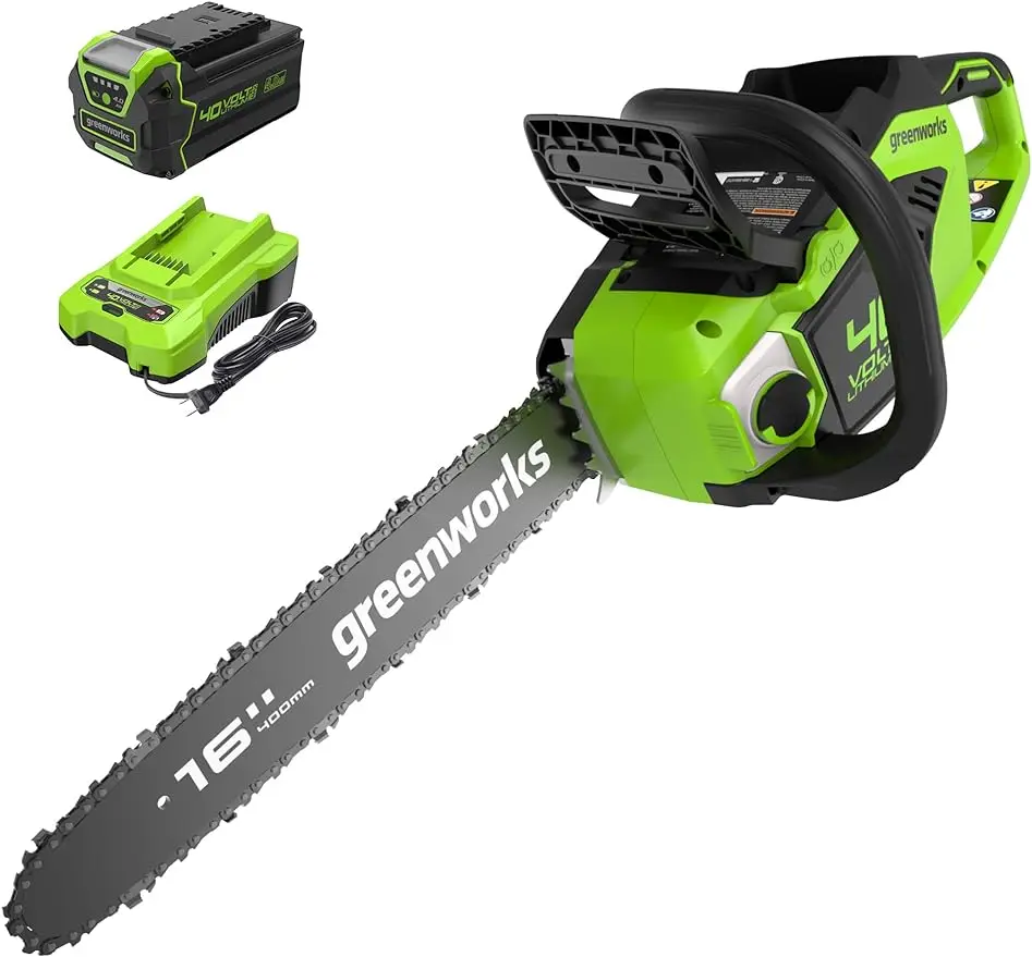 

Greenworks 40V 16" Brushless Cordless Chainsaw (Gen 2) (Great For Tree Felling, Limbing), 4.0Ah Battery and Charger Included