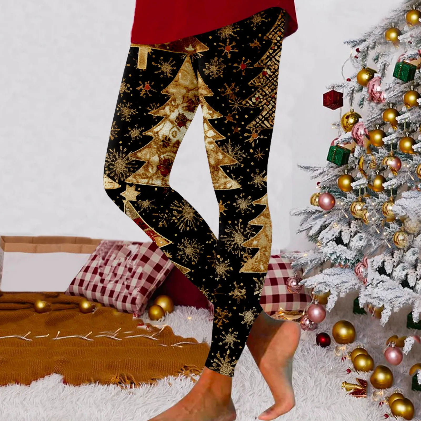 Women Christmas Print Leggings High Waist Long Trouse Fashion Xmas Trousers Winter warm Pants ladies Christmas Yoga Pants