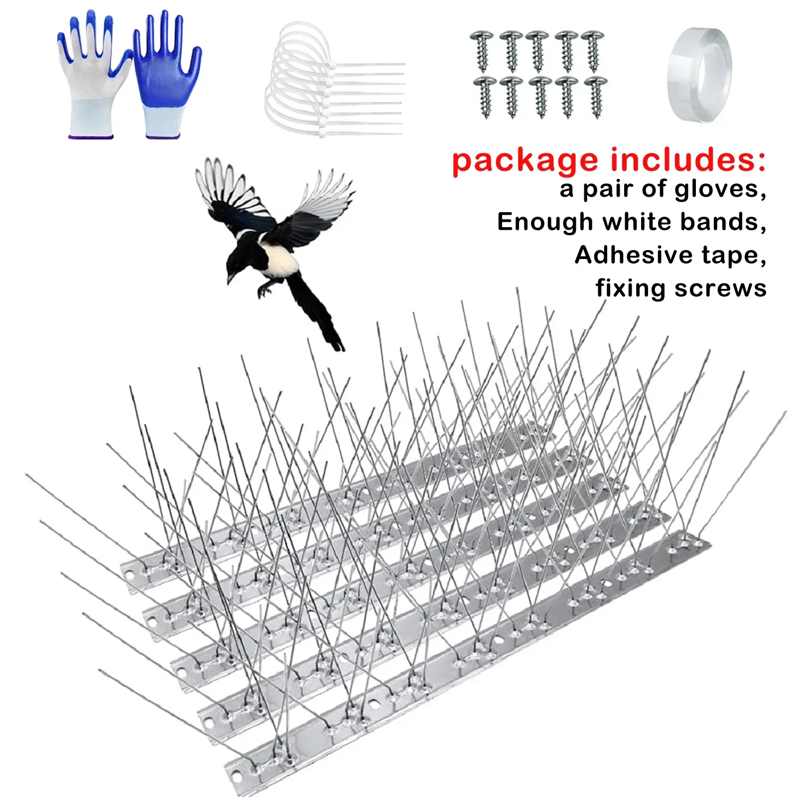 10 Pcs Bird Spikes for Small Birds Pigeons,10.8 Feet (400 Bird Thorns) Fence Spike,Anti Bird Spike Stainless Steel