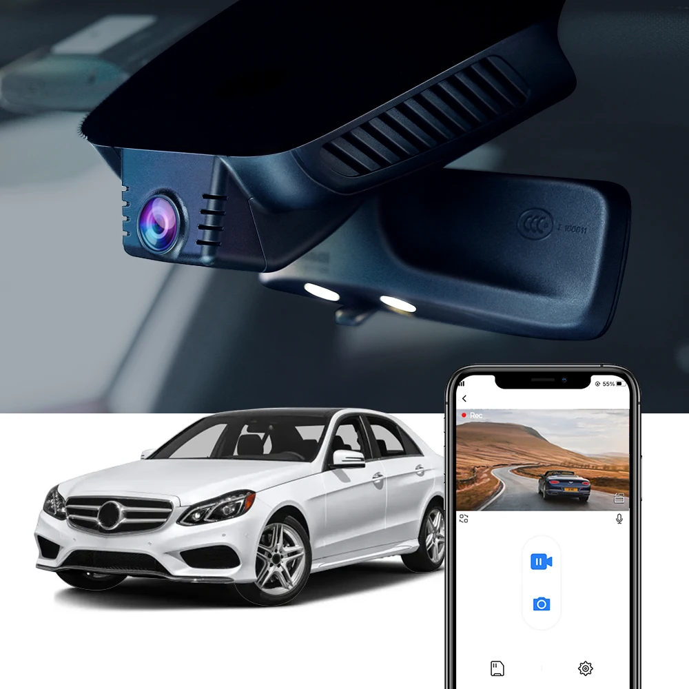 4K 2160P Car DVR for Mercedes Benz E Class W212 2010 2011 2012 2013 2014 2015 2016 ,Fitcamx Dash Cam WIFI Control by APP