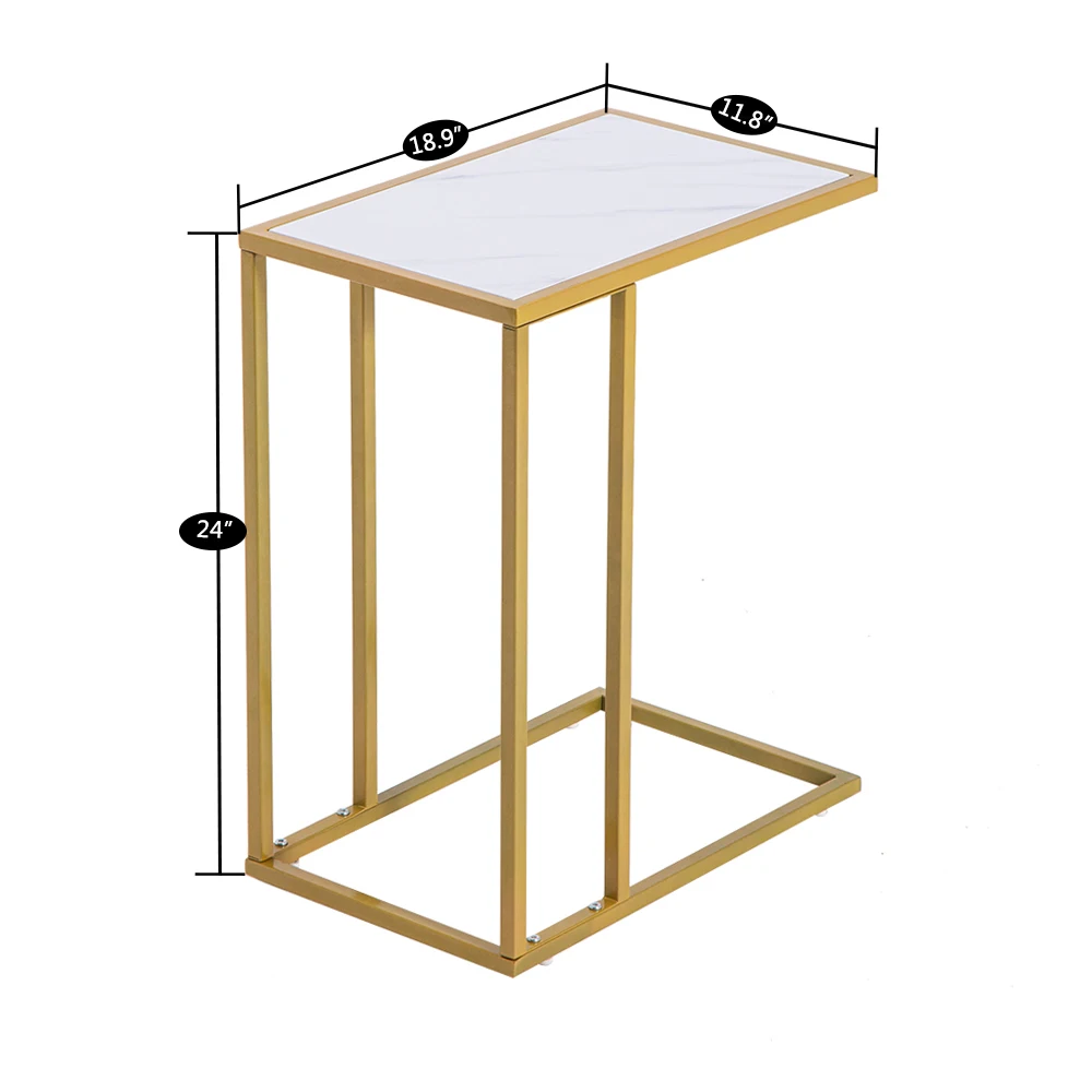 Marble Simple C-Side Table [30x48x61cm] White  Living Room Furniture