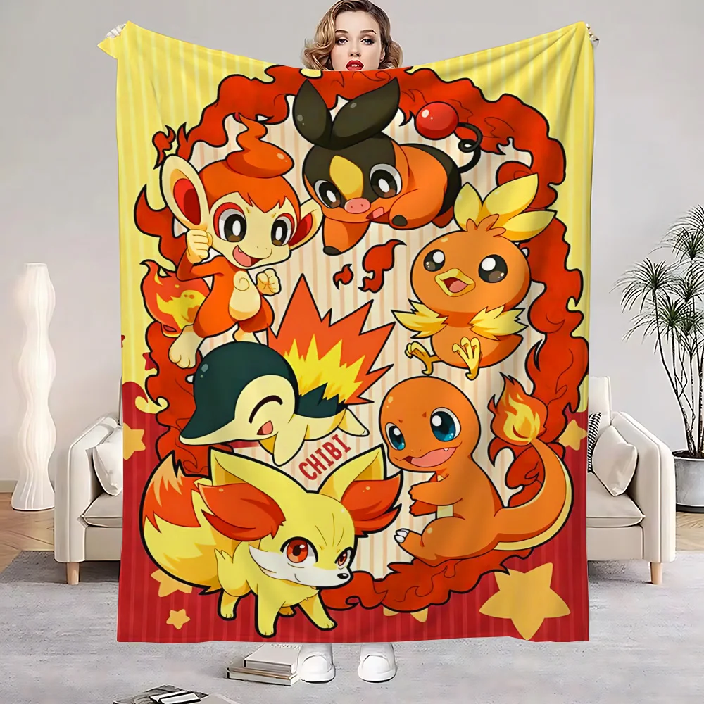 Manta de cojín para sofá, Pokepokes Kawaii de invierno, decoración de dormitorio, colcha en la cama, mantas suaves y esponjosas, manta cálida para el hogar